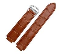 BAHDB Für Cartier Armbänder Qualität Farbe Echtes Leder Uhrenarmbänder Faltschließe Ersatz Lederband Weibliches Armband(Ligth brown,20x12mmRosegoldclasp)