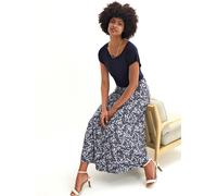 Bahnenrock INSPIRATIONEN, Damen, Gr. 46, marine, ecru, bedruckt, 95% Viskose, 5% Elasthan, gemustert, wadenlang, Röcke (20249242-46) marine, ecru, bedruckt
