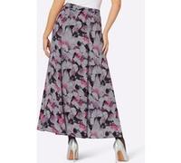 Webrock CREATION L, Damen, Gr. 42, lila (schwarz, flieder, bedruckt), 100% Polyester, gemustert, wadenlang, Röcke (16154441-42) schwarz, flieder, bedruckt