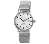 Bahnhof Herren Armband Uhr Weiß Analog Datum Meshband Metall Milanaise Quarz
