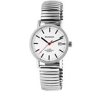 Bahnhof Zugband Herrenuhr Weiß Silber Datum Analog Edelstahl Quarz Armbanduhr