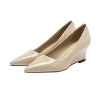 BAICAIBAI Damen Pumps Keilabsatz Schuhe mit Plateau Mode High Heels Spitz Hoher Absatz Fashion Sicherheit Spitzem Hochzeit Braut Abendkleid Partei Abendschuhe,Nude,39