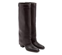 BAICAIBAI Damen-Stiefel Frauen Kniehohe Stiefel Overknee-Stiefel Damen mit Blockabsatz Weiter Schaft Weiches Leder Übergrößen Elegant und Bequem für Feste Büro Fashion Sicherheit,Light,Brown