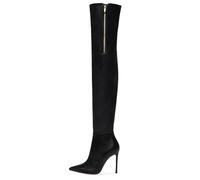 BAICAIBAI Overknee-Stiefel für Damen Women's Over The Knee Boots Schwarze Spitze Stiletto-Schuhe Aus PU mit Innerem Reißverschluss Den Winter Büro Tanz,Black,39