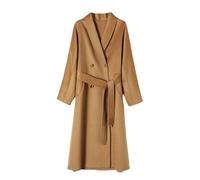 BAICAIBAI Wollmantel Damen Winter Lang Mantel Wintercoat Winterjacke Knielang Trenchcoat Revers Zweireihiger Elegant Jacke Mantel Damen Elegant Outwear,Camel,S(37.5