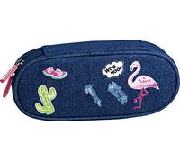 Baier & Schneider Brunnen 104903303, Combi-Etui, 22 x 11 x 6 cm, Jeansstoff mit Aufnähern, „Patches“