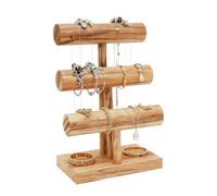 BAIFULAI 3 Etagen T-Form Armbandhalter aus Holz: Schmuckständer Holz, Vintage Armbandständer, Abnehmbare Uhrenständer für Armreifen Haarklammern Uhren, für Schmuck- und Uhrendisplay auf dem Tisch