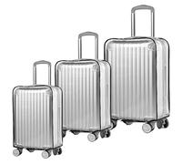 BAIFULAI 3 Stück Kofferschutzhülle Transparent: PVC Wasserdicht Kofferhülle mit Schwarze Grenze, Staubdicht Kratzschutz Koffer Schutzhülle, Wiederverwendbar Kofferüberzug für Reisen (20+24+28 Zoll)