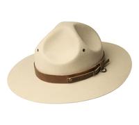 Bailey 1922 Montana Mounty Crown Wollhut Wollfilzhut Rangerhut Herren - Made in USA mit Lederband, Lederband Herbst-Winter Herbst Winter - M (56-57 cm) beige