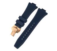 BAIMAJIZ Konvexes Uhrenarmband 12 mm, kompatibel mit der Tissot 1853 PRX-Serie, kompatibel mit T137407 T137-Band, schwarz, weiß, orange, blau, Sport-Uhrenarmband(Blue Rosegold)