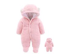 BAINA Baby Overalls mit Kapuze Warm Winter Flanell Strampler Jumpsuit, 0-18 Monate