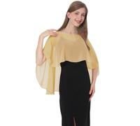 Baiqiya Damen Hochzeit Capes weich Chiffon- Shrug Braut Langer Schal und Wraps Einheitsgröße Gold