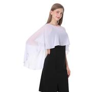 Baiqiya Damen Hochzeit Capes weich Chiffon- Shrug Braut Langer Schal und Wraps Einheitsgröße Weiß
