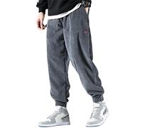 Baitang Haremshose für Herren, Streetwear, warme Cordhose, Outdoor-Komfort, lockere Jogger, Sporthose, Graue Herren-Hose,M