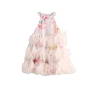 BAKER BY TED BAKER Mädchen Neckholder-Kleid mit Flauschigen 3D-Rüschen und Mesh-Overlay