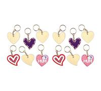Baker Ross AF906 Ross Schlüsselanhänger aus Holz mit Herzmotiven für Kinder zum Bemalen und Dekorieren zum Valentinstag oder Muttertag (8 Stück), 48mm, holzfarben (Packung mit 2)