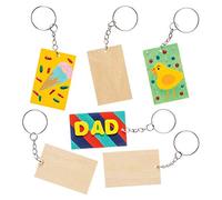 Baker Ross Blanko-Schlüsselanhänger aus Holz (8 Stück) - für Kinder zum Schmücken und Befestigen an Schlüsselringen und Taschen