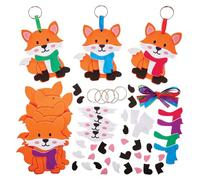 Baker Ross FX893 Fuchs-Schlüsselring- und Taschenschmuck-Sets - Packung mit 8, Schlüsselring-Herstellung und Kunsthandwerk für Kinder