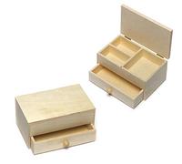 Baker Ross Schmuckkästchen aus Holz für Kinder zum Dekorieren und Gestalten (2 Stück), 12cm x 7cm x 6cm, Holzfarben