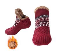 Baketron Pantoffelsocken für Männer Flauschige Pantoffel Haussocken Hüttensocken Herren Kuschelsocken mit Noppen Winter Thermo-Strick dickes Fleece-gefüttert Gemütlich Rutschfest Socken