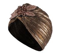 balacoo Edler Turbanhut aus Hot Stamping Stoff mit Goldener Prägung für Damen Leichter und Modischer Kopftuch Hut für Drinnen und Draußen Geeignet