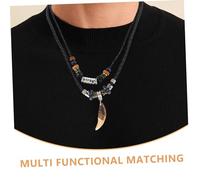 balacoo Einstellbare Haizahn Halskette Herren Lederband Mit Ethnischen Perlen Doppelreihig Beach Surfer Schmuck Robust Und Unique Für Strandliebhaber