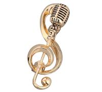 Balacoo Elegante Musiknoten Brosche mit Mikrofon Design Goldfarbene Anstecknadel für Damen Modisches Schmuckstück für Kleider Jacken Party Konzert-accessoire Geschenk für Musikfans