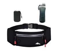 Balakaka Bauchtasche Herren mit Sport Wasserflasche, Laufgürtel Hüfttaschen für Running mit Kopfhöreranschluss, Gürteltaschen mit Flaschenhalter für Outdoor-Workout Wandern, Schwarz