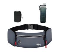 Balakaka Bauchtasche Herren mit Sport Wasserflasche, Laufgürtel Hüfttaschen für Running mit Kopfhöreranschluss, Gürteltaschen mit Flaschenhalter für Outdoor-Workout Wandern, Dunkelgrau
