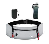 Balakaka Bauchtasche Herren mit Sport Wasserflasche, Laufgürtel Hüfttaschen für Running mit Kopfhöreranschluss, Gürteltaschen mit Flaschenhalter für Outdoor-Workout Wandern, Hellgrau