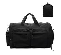 Balakaka Faltbare Reisetasche für Herren Damen, 44x23x28cm Tragbar Handgepäck Tasche mit Multi-Taschen, Große Falttasche Sporttasche mit Reißverschlüssen und Griffen, Schwarz