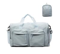 Balakaka Faltbare Reisetasche für Herren Damen, 44x23x28cm Tragbar Handgepäck Tasche mit Multi-Taschen, Große Falttasche Sporttasche mit Reißverschlüssen und Griffen, Blau