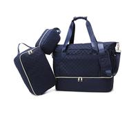 Balakaka Reisetasche Damen 3pcs mit Kulturbeutel, 35L Weekender Damen Sporttasche mit Schuhfach Nassfach, Wasserdicht Overnight Bag Kliniktasche Geburt mit Lsoliertasche, Juwelenblau