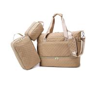 Balakaka Reisetasche Damen 3pcs mit Kulturbeutel, 35L Weekender Damen Sporttasche mit Schuhfach Nassfach, Wasserdicht Overnight Bag Kliniktasche Geburt mit Lsoliertasche, Khaki