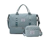 Balakaka Reisetasche Damen 42L mit Kleine Kosmetiktasche 2.8L, Groß Wasserdicht Weekender Bag Handgepäck Tasche mit Schuhfach & Nassfach für Flugzeug Reisen Gym, Grüner Bergfarbstoff