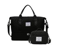 Balakaka Reisetasche Damen 42L mit Kleine Kosmetiktasche 2.8L, Groß Wasserdicht Weekender Bag Handgepäck Tasche mit Schuhfach & Nassfach für Flugzeug Reisen Gym, Schwarz