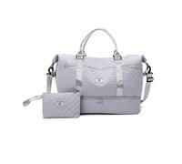 Balakaka Reisetasche Damen 42L mit Kleiner Handtasche 1.3L, Wasserdicht Sporttasche Weekender Bag mit Schuhfach Nassfach, Groß Leicht Handgepäck Tasche für Übernachtungen, Hellgrau