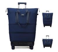 Balakaka Reisetasche mit Rollen, Erweiterbar 75L Faltbare Handgepäck Tasche mit Abnehmbaren Krawattenstangen, Großer Reisetaschen Damen Herren für Wochenende über Nacht, Blau