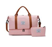 Balakaka Reisetasche Sporttasche 51x25x34cm mit Kleiner Tasche 25x6x14cm, Tasche Weekender Bag mit Trolley-Hülle, Großes Wasserdicht Fitnesstasche mit Schuhfach Nassfach, Kirschblüte Rosa