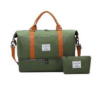 Balakaka Reisetasche Sporttasche 51x25x34cm mit Kleiner Tasche 25x6x14cm, Tasche Weekender Bag mit Trolley-Hülle, Großes Wasserdicht Fitnesstasche mit Schuhfach Nassfach, Armeegrün