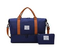 Balakaka Reisetasche Sporttasche 51x25x34cm mit Kleiner Tasche 25x6x14cm, Tasche Weekender Bag mit Trolley-Hülle, Großes Wasserdicht Fitnesstasche mit Schuhfach Nassfach, Juwelenblau