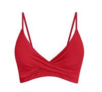 Balasami Damen-Bikini, Push-Up-Bikini, sexy, V-Ausschnitt, verstellbar, geraffte Vorderseite, Badeanzug, nur Oberteil, Rot/Ausflug, einfarbig (Getaway Solids), 40