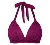 Balasami Damen-Bikini, Push-Up-Bikini, sexy, V-Ausschnitt, verstellbar, geraffte Vorderseite, Badeanzug, nur Oberteil, Pflaume, 38