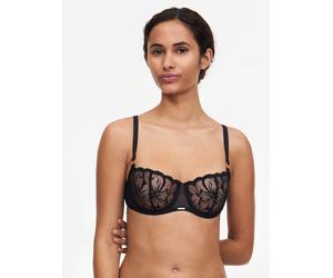 Balconette-BH CHANTELLE "FLEURS", Damen, Gr. 75, Cup B, schwarz, Obermaterial: 51% Polyamid, 28% Polyester, 21% Elasthan, BHs Balconette-BH, mit floraler Stickerei (26962240-75) schwarz