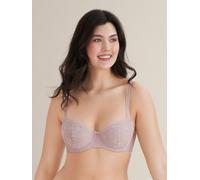 Balconette-BH CONTURELLE "Mille Fleurs", Damen, Gr. 75, Cup G, lila (lila lotion), Obermaterial: 71% Polyamid, 19% Elasthan, 10% Polyester, gestreift, BHs Balconette-BH, Dekorativer Außenträger ist el