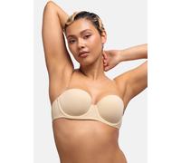 Dorina Damen Michelle Bügel-Bandeau-BH - Leicht Gepolsterte, Geformte Körbchen, Mehrweg Verstellbare Träger, Transparente Träger Inklusive, Beige