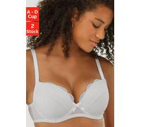Balconette-BH PETITE FLEUR, Damen, Gr. 70, Cup D, schwarz-weiß (weiß, schwarz), Spitze, Obermaterial: 90% Polyamid, 10% Elasthan, BHs Balconette-BH, mit hübscher Spitze, Dessous (94365242-70) weiß, sc
