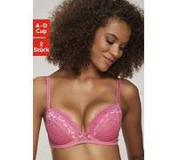 Balconette-BH PETITE FLEUR, Damen, Gr. 75, Cup C, pink (pink, weiß), Spitze, Obermaterial: 90% Polyamid, 10% Elasthan, BHs Balconette-BH, mit hübscher Spitze, Dessous (46444620-75) pink, weiß