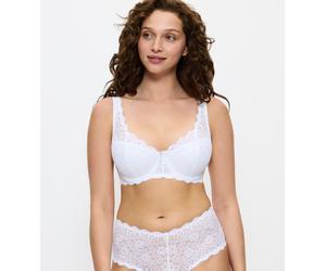 Balconette-BH TRIUMPH "Amourette", Damen, Gr. 90, Cup F, weiß, Microtouch, Obermaterial: 51% Polyamid, 22% Elasthan, 16% Baumwolle, 11% Polyester, unifarben, BHs Balconette-BH, Stretch-Spitze, weich,