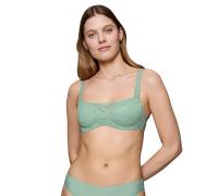 Bügel-BH TRIUMPH "Body Make-Up Illusion Lace Balconette", Damen, Gr. 80, Cup D, grün (misty turquoise), Microtouch, Spitze, Obermaterial: 51% Polyamid, 37% Polyester, 12% Elasthan, elegant, BHs, Strec